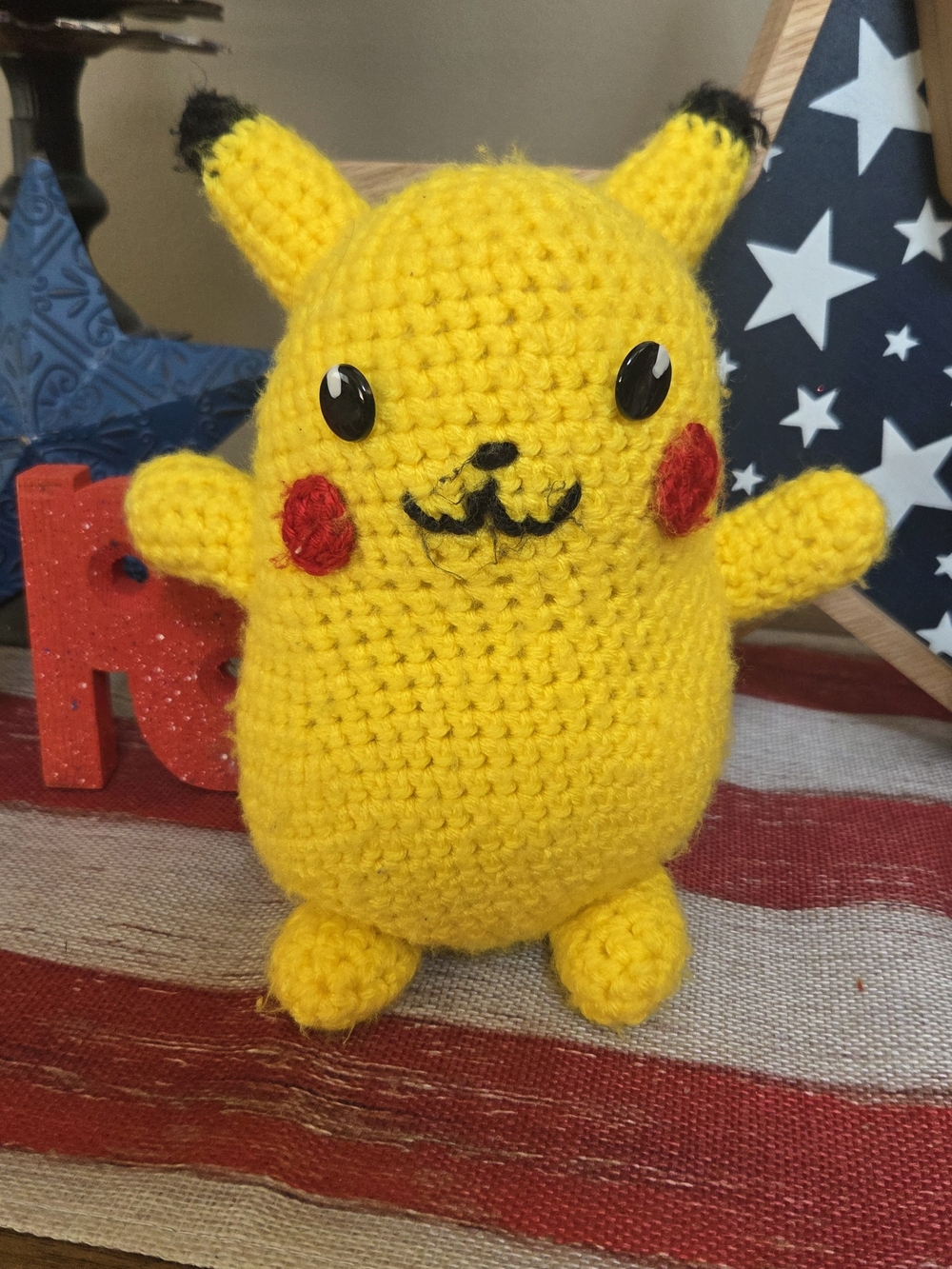 Handmade Yellow Crochet Pikachu  Plush